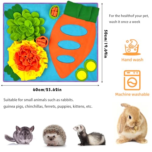Rabbit Hay Feeder Bunny Foraging Mat Interactive Pet Foraging Toy for Bunny Guinea Pig Chinchillas Hamster Ferrets Small Animals