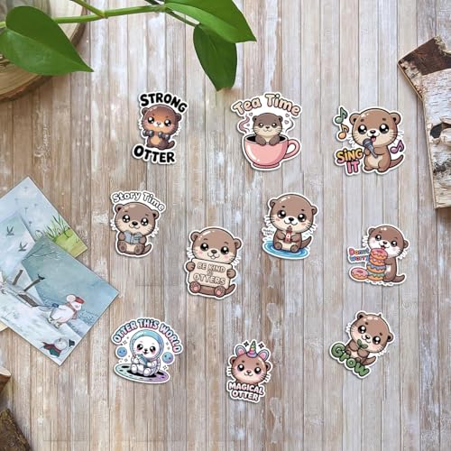 Vybonz Otter Sticker Cute Animal Decal Funny Cartoon Animal Wildlife | Otter Stickers with Cute Animal Characters for Otter Lovers, Laptop, Water Bottle, Journal and Notebook Use - color: Otter, size: 3in