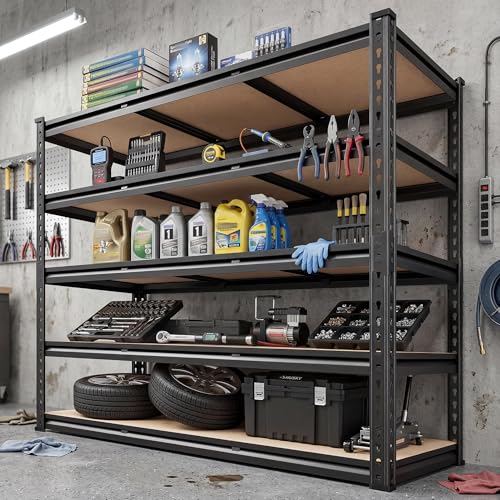 REIBII 40" W Storage Shelves,2500LBS Heavy Duty Garage Shelving for Basment | Adjustable Metal Shelving,Pantry Shelf for Spaces Basement,Warehouse,Closet,Storage Room,Library Or Offices,2500LBS - size: 20"D x 40"W x 72"H