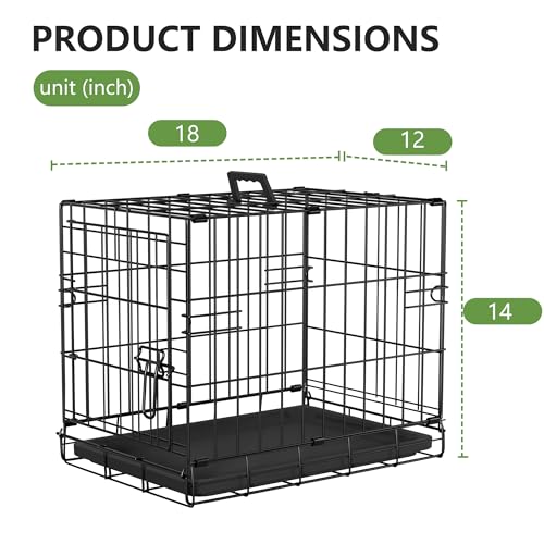 FDW Dog Crate 18-Inch Dog Cage Foldable Metal Kennel with Leakproof Tray Foldable Design Indoor Outdoor Use for Small Dogs,Dark Black - color: Dark Black