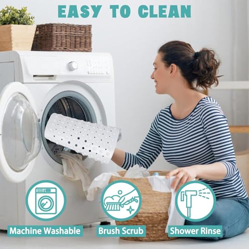 Ocean Bathtub Mat Non Slip, Cute Baby Bath Mat for Tub Rubber Tub Mat, Seahorse Coral Toddler Kids Bath Mats for Bathroom Anti Slip Shower Mat with Suction and Drain Holes Machine Washable, 40″x16″ - color: D07, size: 40" x 16" (Rectangular)
