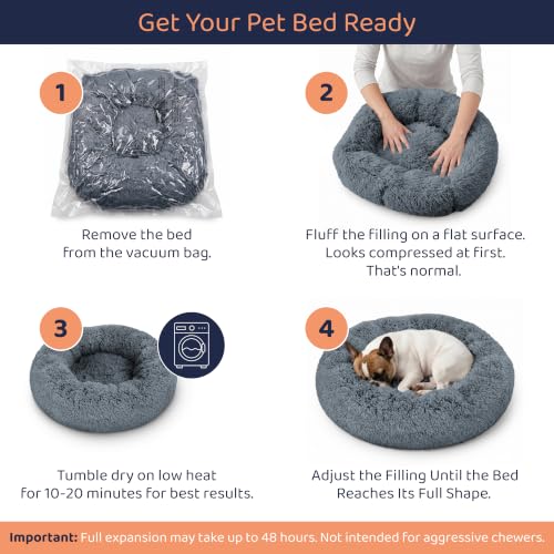 Donut Dog Bed - Premium Comfort for Anxiety Relief - Fluffy & Calming Design with Ultra-Plush Support | Cozy Round Dog Bed with Super Soft Circle Style (Dark Grey, X-Large) - color: Dark Grey, size: X-Large (45"L x 45"W x 10"Th)