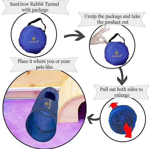 SunGrow Cat & Bunny Tunnel for Indoors, Connect Cat Tree, Hideaway Toys & Accessories Encourage Exercise for Dwarf Rabbits, Ferrets, Kitty, Guinea Pig,