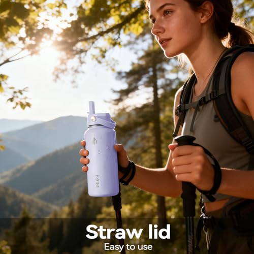 32oz Insulated Stainless Steel Water Bottle with Straw Lid Lager Capacity - color: purtple