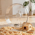 9.5" Silent Hamster Wheel - Clear Running Wheel | 9.5" compact size, easy-clean flat runway, quiet dual bearings, heavy-duty stable base, adjustable stand - size: 9.5"L x 5.0"W x 13.0"H