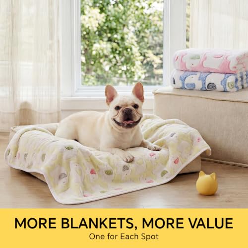1 Pack 3 Blankets Super Soft Fluffy Premium Cute Elephant Pattern Pet Blanket Flannel Throw for Dog Puppy Cat Blue/Pink/Yellow Medium(30x20 inch) - color: Blue/Pink/Yellow, size: 30x20 inch (Pack of 3)