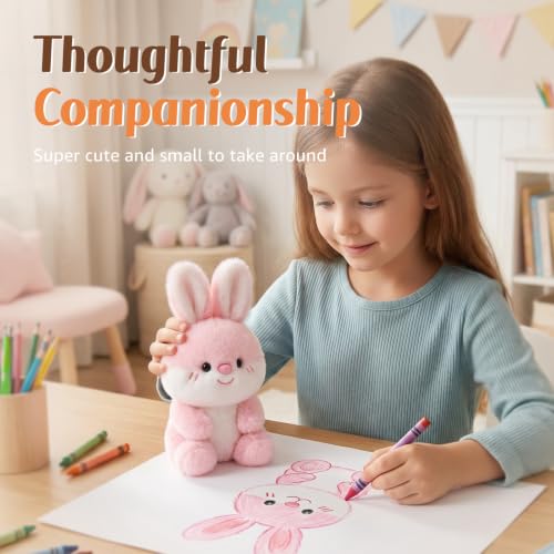 Ditucu Palm-Sized Bunny Stuffed Animals Cute Soft Rabbit Plush Doll Small Plushies Toys Gifts for Kids Pink 6 inch - style: Bunny