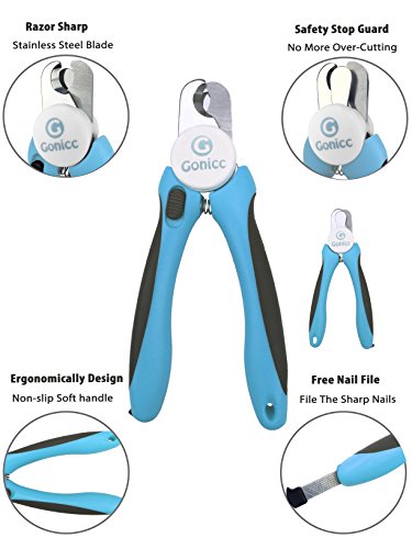 gonicc Professional Pet Nail Clippers & Trimmer for Medium Small Dogs Cats | Ergonomic non-slip grip & built-in nail file, Vet-recommended pet nail trimmer with anti-overcut safety guard. - size: For Medium to Small Dogs