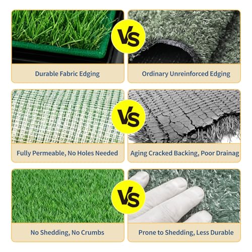 Artificial Grass for Dog Potty, Hemmed Edge Grass Patch for Puppy Training | 28.1"x 18.1" Dogs Fake Turf Mat, 2PCS Replacement Reusable Washable Realistic Grass Pee Pad, Indoor Outdoor Use - size: 28.1×18.1 Inch(Pack of 2)