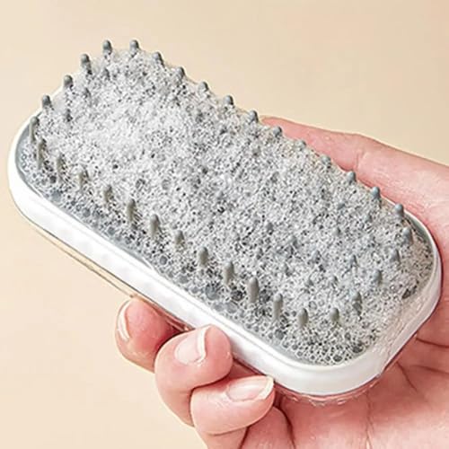 Pet Grooming Bath Massage Brush with Soap and Shampoo Dispenser Soft Silicone Bristle for Long Short Haired Dogs Cats Shower(Pink) - color: Pink