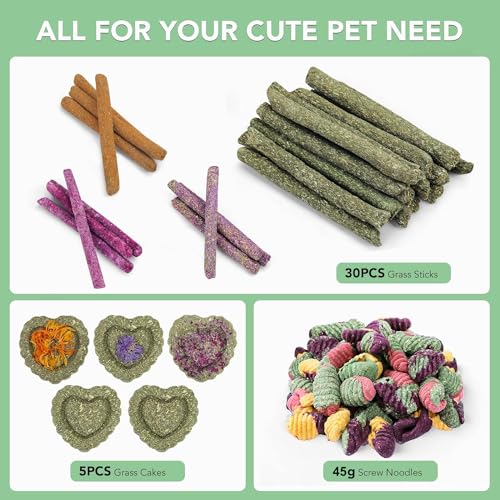Rabbit Chew Toys Teeth Timothy Hay Sticks, Guinea Pig Chew Treats Toys | Timothy Hay Sticks chew Treats for Rabbit Toys, Chinchillas Hamsters Bunny Guinea Pig Rats and Animals Teeth Care - size: 36Pack-sticks Set