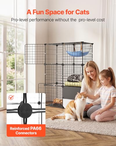 VEVOR Cat Cage 3-Tier 28"x17.91"x40.98" DIY Cat Playpen with Litter Box, Indoor Enclosure Detachable Metal Wire Kennel Crate, Large Exercise Place Ideal for 1-2 Cats, Kittens and Small Animals, Black - size: 28"x18"x41"