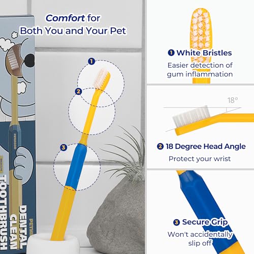 PETHROOM Pet Toothbrush for Cats & Dogs, 20 × 7 mm Standard Head (Medium) | Ultra-Soft Fine Bristles Gently Clean Teeth and Gumlines, Helping Remove Plaque, Ideal for Cats & Small to Medium Dogs - color: Medium