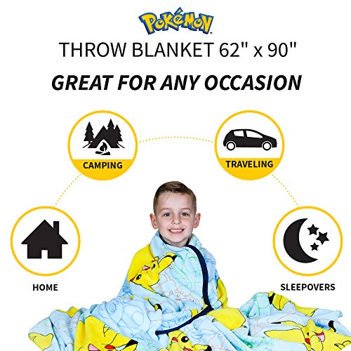Franco Kids Bedding Super Soft Plush Throw Blanket, 62 in x 90 in, Pokemon - color: Multicolour, size: 62 in x 90 in