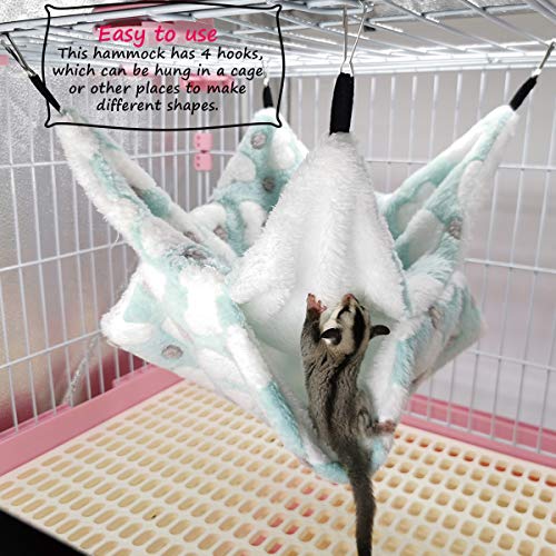 LEFTSTARER Bunkbed Sugar Glider Hammock, Ferret Beds, Small Pet Cage Accessories - Chinchilla, Hamster Bedding (Green-Heart, Medium) - color: Z-Green-Heart-M