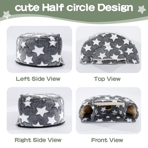 3 Pack Guinea Pig House Accessories, 2 Cozy Guinea Pig Bed and Hideout Tunnel, Chinchillas Hideout for Hamster, Rabbit, Bunny, Chinchillas (Gray) - color: Gray