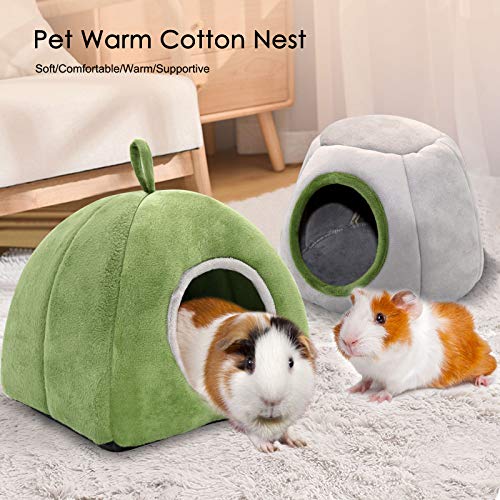YUEPET Guinea Pig Bed 2 Pack, Washable Guinea Pig Hideouts, Stump & Yurt | Guinea Pig Hideout, Guinea Pig House, Soft Plush Fabric, Washable Beds, Anti-Slip Bottoms, Stump & Yurt Designs - color: Green Yurt Tent & Gray Stump