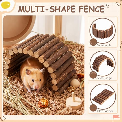 BreezeHug 4 Pcs Hamster Cage Accessories Hamster Platform Hideout Wooden Tunnel Ladder Playhouse Game Climbing Toy with Platform for Pets Dwarf Syrian Mice Degus Gerbils Squirrel(Hole) - style: Tree Hole