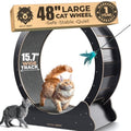 48'' XL Cat Wheel – Safe, Quiet & Stable Exercise Wheel for Large Indoor Cats up to 45 lbs – 15.7'' Extra-Wide Surface Fits 2 Cats Side by Side & Prevents Wobbling, 1-Year Warranty - color: Black