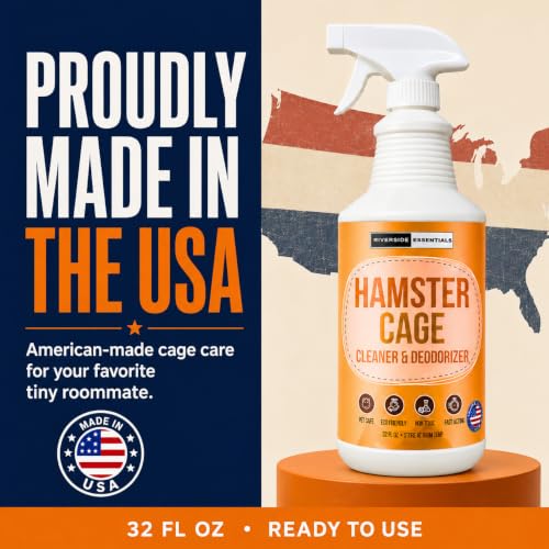 Hamster Cage Odor Eliminator & Cleaner Spray, 32oz – Made in USA | Eliminates urine odors and everyday messes in hamster cages and habitats with a pet-safe formula.