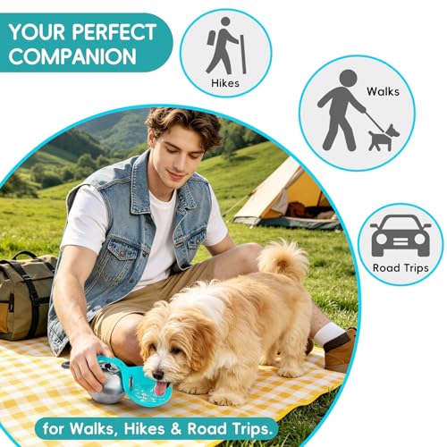 2 in 1 Portable Dog Water Bottle, 10oz Stainless Steel Leak Proof Pet Water Bottle with Foldable Silicone Bowl, Outdoor Travel Water Bottle for Dogs Walking Hiking Camping, 2 Pack Blue - color: 2PCS-Blue