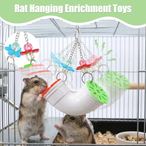 Rat Enrichment Toys, Rat Foraging Toy with Healthy Slow Feeder Design, Funny Hanging Rats Cage Accessories to Reduce Boredom for Pet Mice Hamsters Parakeets, Easy-Clean