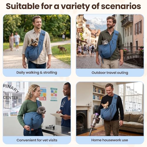 Dog Sling Carrier for Small Dogs & Cats,Pet Carrier Sling Bag with Adjustable Straps,Comfortable & Secure Travel Crossbody Bag for Puppies Up to 19lb,Airline Approved pet Carrier (Royal Blue) - color: Royal Blue