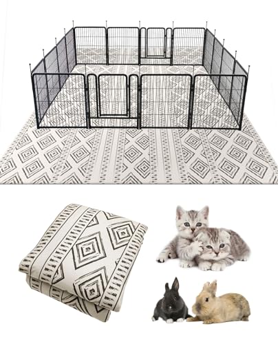 BNOSDM 91" X 63" Washable Bunny Cage Liners Large Rug for Rabbits Large Non Slip Pad for Bunnies Resuable Rabbit Liner for Chinchillas Cats - size: 91" X 63"