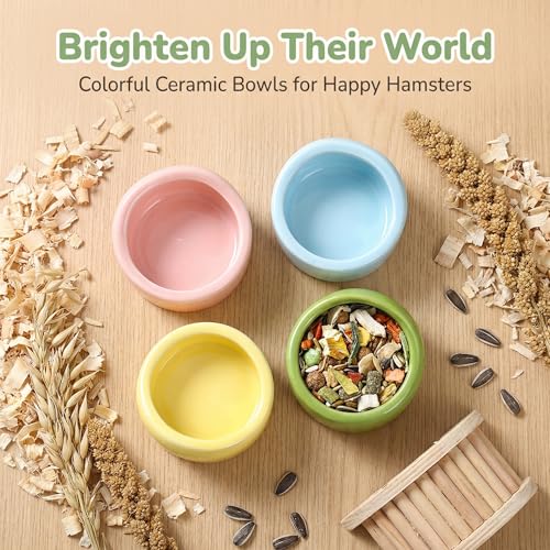 2 Pack Ceramic Hamster Food Bowl, Splash-Proof, Tip-Proof, Chew-Resistant, Easy to Clean Small Animal Bowl for Hamster/Guinea Pig/Chinchilla/Hedgehog (2, M (Diameter 2.95 in)) - size: M (Diameter 2.95 in )