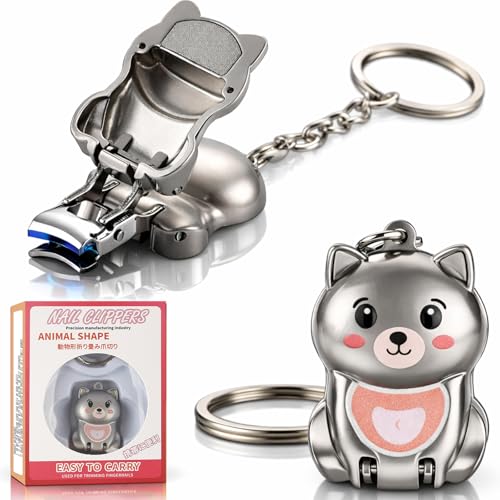 Kids Nail Clippers for Babies & Toddlers - Portable Infant Safe Fingernail & Toenail Cutter with Keychain, Sharp Stainless Steel Straight Nail Trimmer Cute Dog Design, Grooming Tool for Boys & Girls