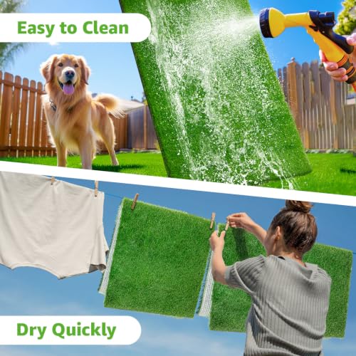 2 Pack Artificial Dog Grass Pee Pad 23"x23", Indoor Puppy Potty Training | Easy to Clean, with Drainage, Reusable, Realistic, Fake Grass Mat, for Apartment, Balcony, Outddor Use - size: 23"x23"