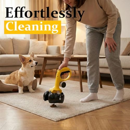 Dog Pooper Scooper for Small & Medium Dogs, 10” x 5” Lightweight Poop Scooper with Ergonomic Comfort Grip, Non-Stick Surface, Portable & Easy to Clean - color: Yellow