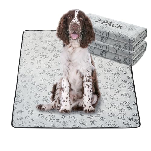 Reusable Puppy Pads, Washable Pee Pads, Leakproof 48"x 30" 2 Pack | High Absorbency Dog Training Pads, Wee Wee Pads With Waterproof Non-Slip Base For Indoor Potty, Crates, Playpen & Senior Dogs - size: 48x30(pack of 2)-Gray