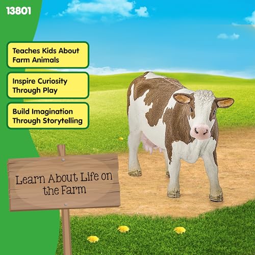Schleich Farm World Simmental Cow Toy Figurine - Educational and Durable Farm Animal Toy Figure, Fun and Imaginative Play for Boys and Girls, Gift for Kids Ages 3+ | schleich Bauernhof Spielfigur | detailgetreue Tierfiguren | tolles Geschenk für Jungen un