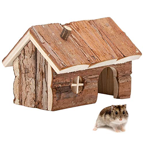 Hamster Wooden Hideout House Natural Pet Rats Climbing Play Hut Hideaway Room for Dwarf Hamster, Small Mouse, Rat,Gerbil and Other Pet Small Animals