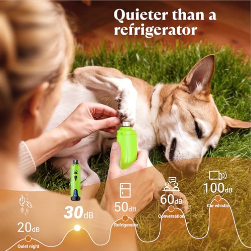 Dog Nail Grinder, Dog Nail Trimmers and Clippers Kit, Super Quiet, Rechargeable, for Small Large Dogs Cats Toenail Claw Grooming,3 Speeds - color: Mint Green