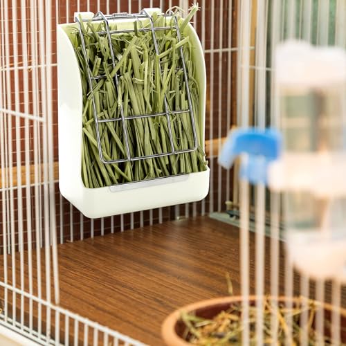 Foraineam 2 Pack Hay Feeder for Rabbits and Guinea Pigs - Plastic Food Bowl, Less Waste Rack Manger, Dispenser for Chinchillas and Other Small Animals