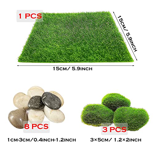 Cayway 26 PCS Outdoor Fairy Garden Miniatures Mini Zen Garden Accessories, Artificial Grass, Model Trees, Terrarium Ornaments, Dollhouse Supplies, Bonsai Decorative Craft Tools Kit