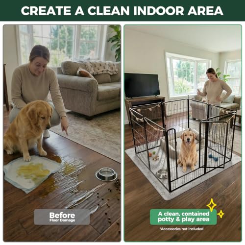 FXW Rollick Unleashed Dog Playpen for Indoor, Yard, RV Camping, 40 inch 8 Panels Dog Pen with Washable Pee Pad for Medium and Large Dogs, Black│Patented | Heavy-Duty & Easy setup Play Area, Super Absorbent Pad for Easy Cleanup, For Medium & Large Dogs, Pa