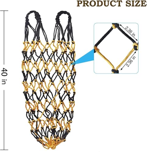 Hay Net for Horses,Slow Feed Hay Bag for Horses Goat Sheep | Hanging Hay Feeder Bag for Horses Stable Stall Paddock Rest Toy - color: Black+Yellow