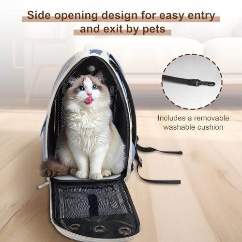 Airline Approved Cat Carrier Backpack - Ventilated Breathable Mesh for Small Dogs & Cats (15lbs), Soft Sided Dog Backpack for Hiking, Camping, Travel & Vet Visits with Padded Straps (Blue) - color: Blue