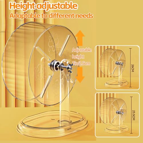 Silent Hamster Exercise Wheel,9.5 Inch Quiet Spinner Syrian Hamster Running Wheel,Silent Wheels with Anti-Skid & Adjustable Stand for Gerbils, Rats, or Other Small Pets,Transparent - size: 9.5 inch