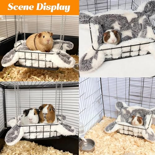 Rat Bed Platform with Blanket, Small Animal Bed Mat, Metal Cage Accessory, Small Pet Animal Rest Hammock, Habitat House Hide Toy for Guinea Pigs Chinchillas Hamsters Sugar Gliders