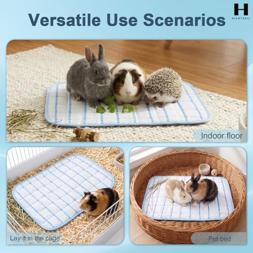 8 Pack Small Animal Cooling Mats, 17 x 11.6 Inch Washable Rabbit & Guinea Pig Cage Pads, Soft Pet Mats for Carrier, Crate and Travel