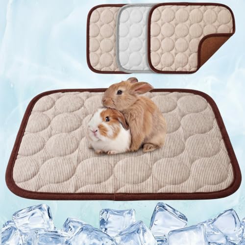 Jetec 3 Pcs Bunny Guinea Pig Cooling Mat Rabbit Cool Pad Pet Cooling Bed Small Animal Sleeping Pads for Indoor Hamster Squirrel Hedgehog Chinchilla(Brown) - color: Brown, size: Ice Silk, style: Summer