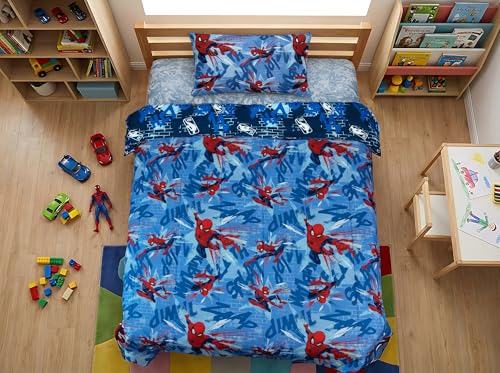 Marvel Spiderman Twin Comforter Set, Reversible Design Ultra Soft Fade Resistant Microfiber Kids Bedding Set, Officially Licensed - color: Spiderman