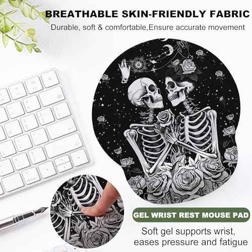 Skeleton Lover Mouse Pad with Gel Wrist Support, Smooth Surface Ergonomic Mouse pad, Non-Slip Pain Relief Desk Mat for Gaming, Work & Office Desktop - color: Skeleton Lover