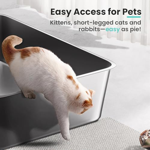Extra Large Stainless Steel Cat Litter Box, 23.6"x15.7"x6" | Non-Sticky, Smooth Metal Litter Box for Indoor Cats, Leak-Proof, Easy to Clean, Non-Slip, High Sided, Easy Entry - size: 23.6”x15.8”x6”