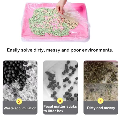 50 Pcs Disposable Rabbit Cage Liner Litter Box Liners Pet Tray Film Bags | Quick Cleanup Leak-Proof Small Animal Toilet Plastic Film Cover for Guinea Pig Bunny Bird Chinchilla - size: Medium