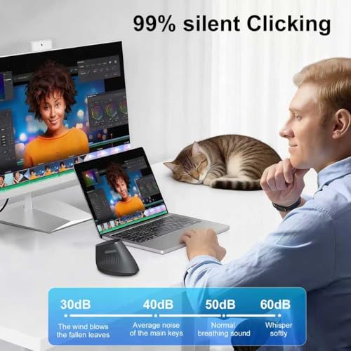 Ergonomic Bluetooth Mouse, Wireless Rechargeable Vertical Mouse for Carpal Tunnel with USBC & BT 5.0/3.0 & 2.4G Connect, Silent, Easy to use, 6 Buttons for Laptop PC MacBook Desktop Computer - color: Black